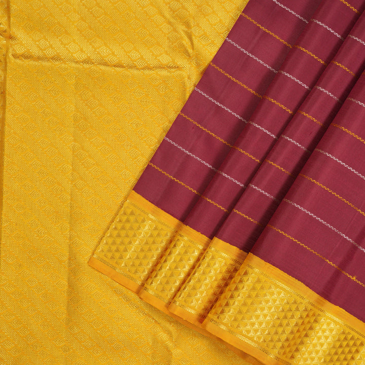 Hayagrivas Handloom Pure Kanjivaram Silk Saree in Majestic Maroon KBE600F5-1