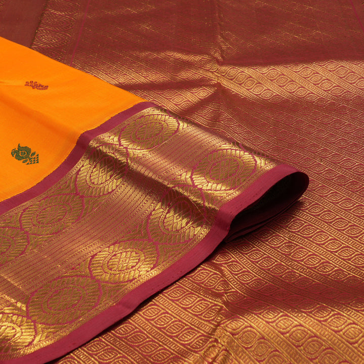 Hayagrivas Korvai Kanjivaram Silk Saree in Mango Orange with Maroon contrast KBE600F7-1