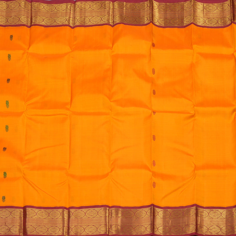 Hayagrivas Korvai Kanjivaram Silk Saree in Mango Orange with Maroon contrast KBE600F7-1