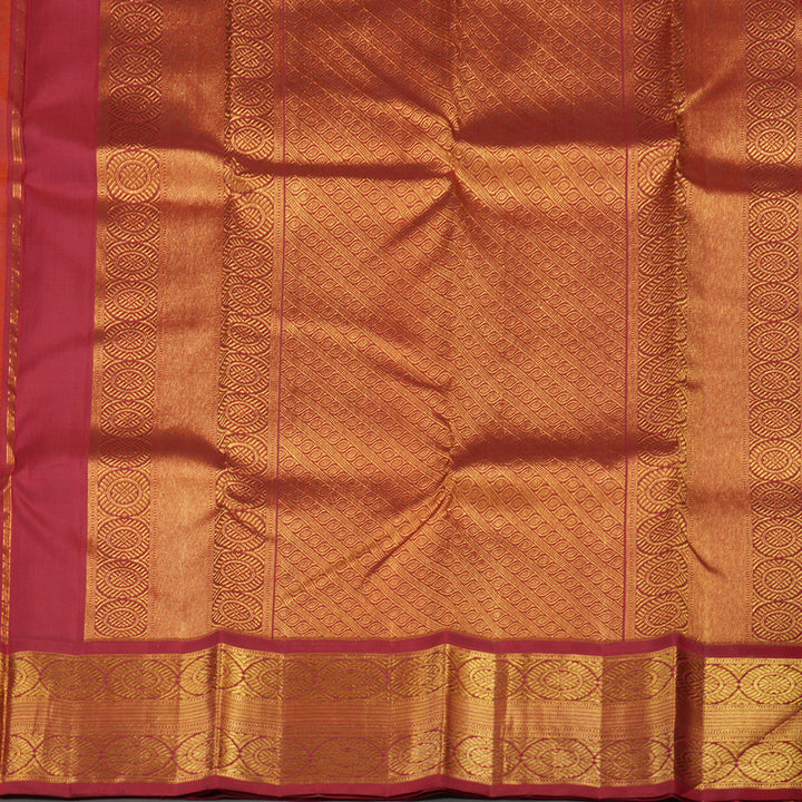Hayagrivas Korvai Kanjivaram Silk Saree in Mango Orange with Maroon contrast KBE600F7-1