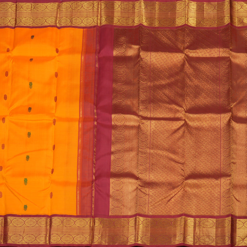 Hayagrivas Korvai Kanjivaram Silk Saree in Mango Orange with Maroon contrast KBE600F7-1