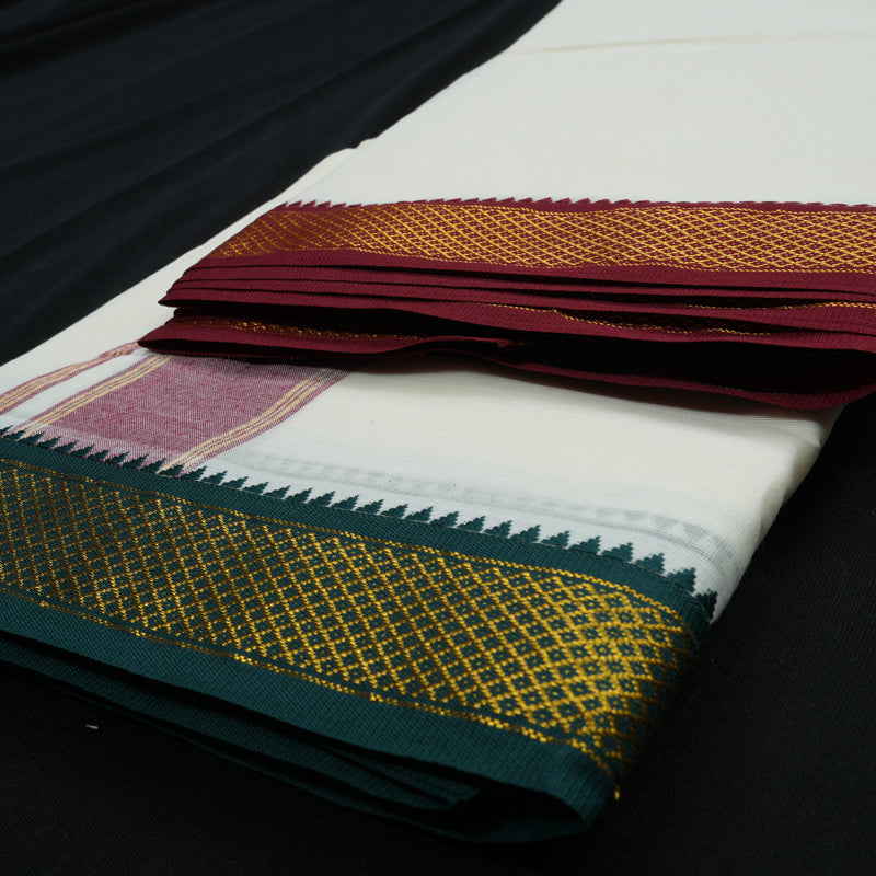 Hayagrivas Handloom 9*5 Pure Cotton Dhoti 7 Kan KBE603F1-1