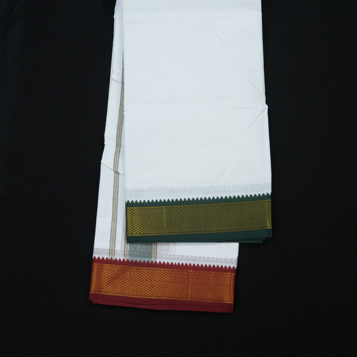 Hayagrivas 10*6 Cotton Dhoti with Ganga Jamuna border KBE605F8-1