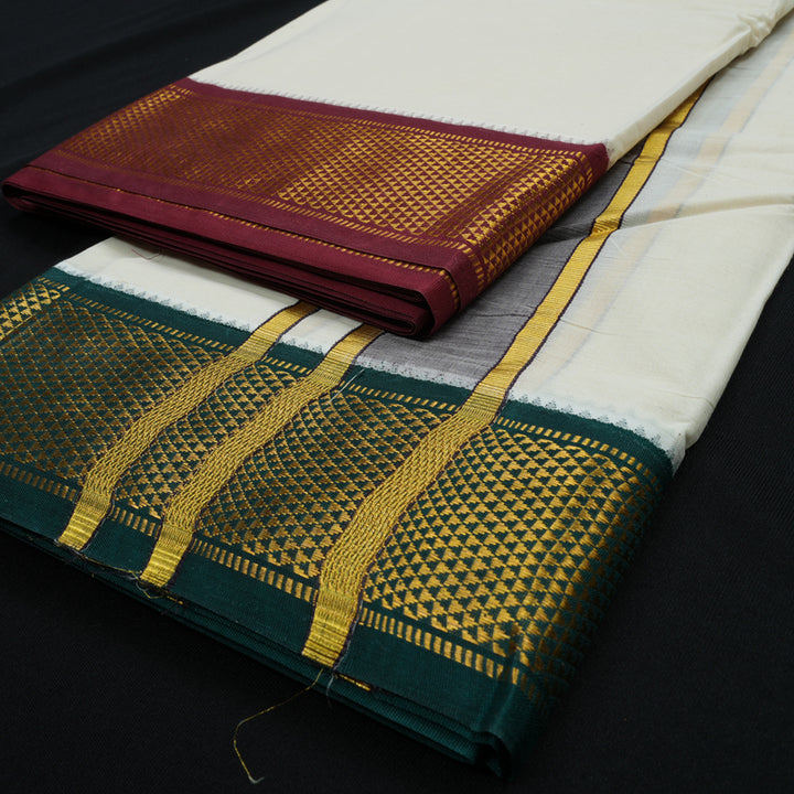 Hayagrivas Handloom 10*6 Pure Cotton Dhoti 16 Kan KBE607F9-1