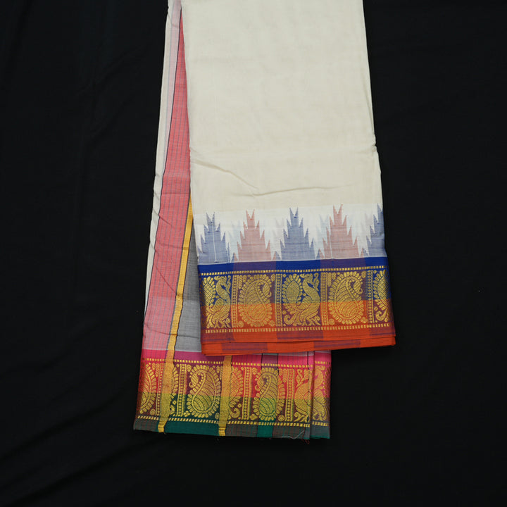 Hayagrivas Handloom 10*6 Pure Cotton Dhoti 4 Inch border KBE608F2-1