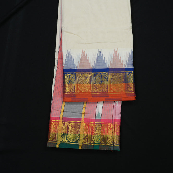 Hayagrivas Handloom 10*6 Cotton Dhoti with Temple border KBE608F2-1