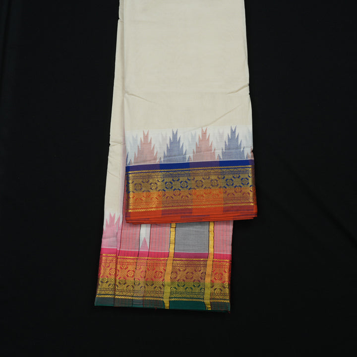 Hayagrivas Handloom 10*6 Cotton Dhoti with Temple border KBE608F2-1