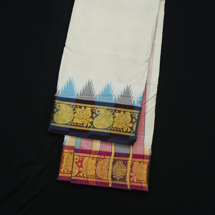 Hayagrivas Handloom 10*6 Pure Cotton Dhoti KBE608F2-1