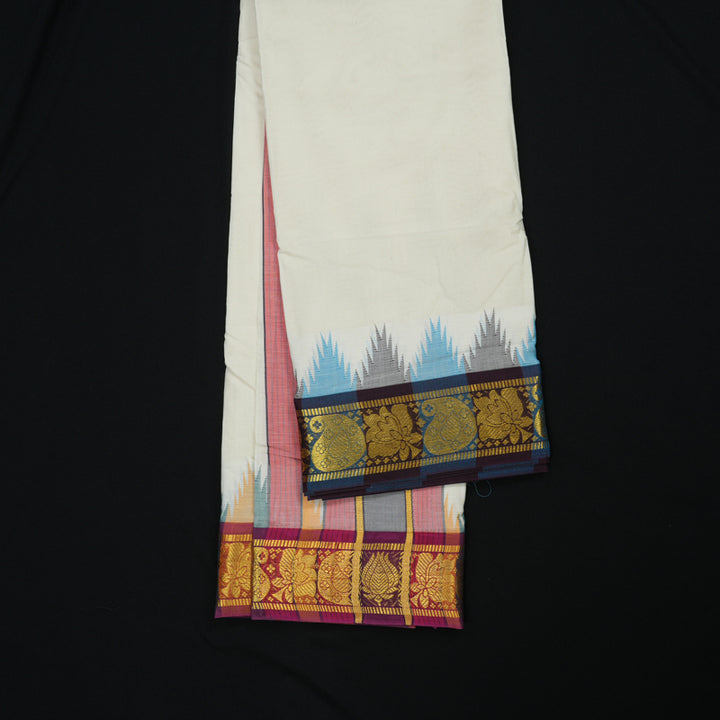Hayagrivas Handloom 10*6 Pure Cotton Dhoti 4 Inch KBE608F2-1