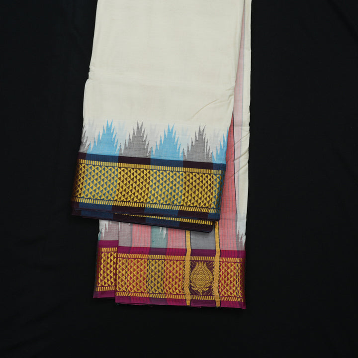 Hayagrivas Handloom 10*6 Pure Cotton Dhoti KBE608F2-1