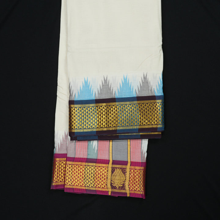 Hayagrivas Handloom 10*6 Pure Cotton Dhoti 4 Inch KBE608F2-1