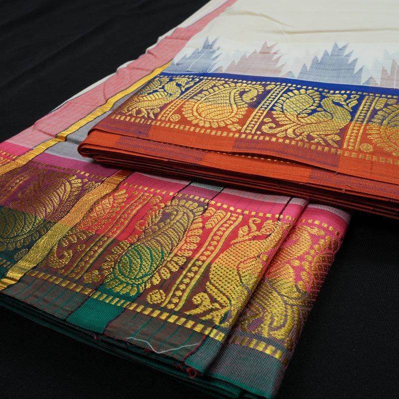 Hayagrivas Handloom 10*6 Pure Cotton Dhoti 4 Inch border KBE608F2-1