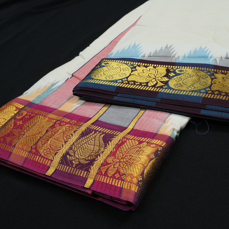 Hayagrivas Handloom 10*6 Pure Cotton Dhoti 4 Inch KBE608F2-1