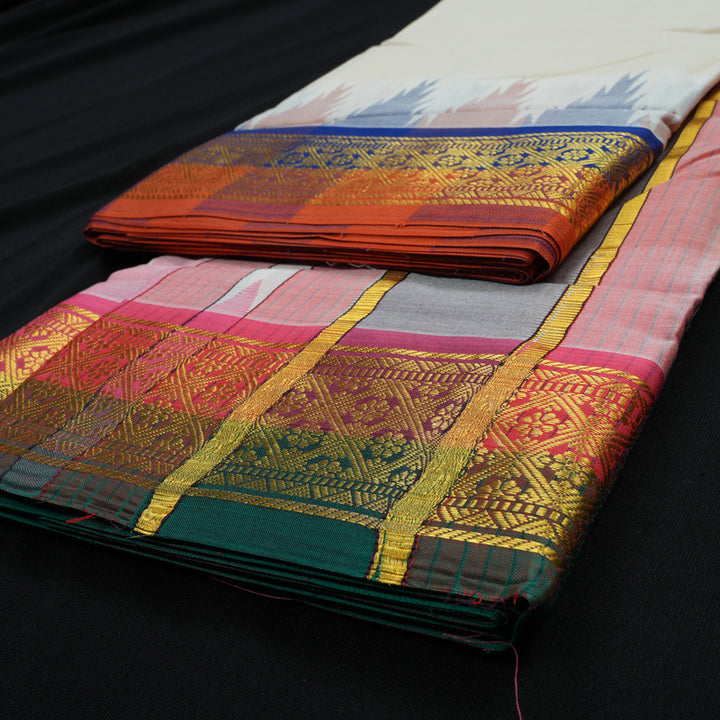 Hayagrivas Handloom 10*6 Pure Cotton Dhoti KBE608F2-1