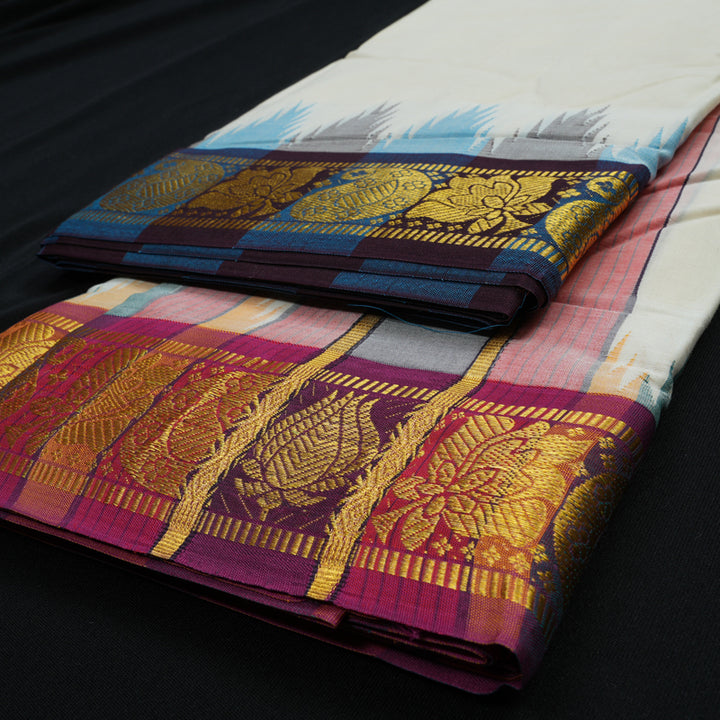 Hayagrivas Handloom 10*6 Pure Cotton Dhoti KBE608F2-1