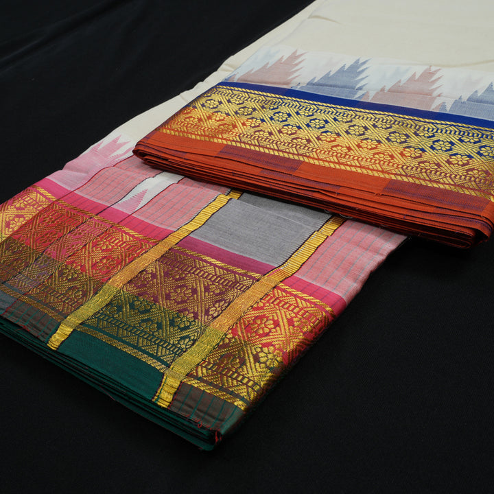 Hayagrivas Handloom 10*6 Cotton Dhoti with Temple border KBE608F2-1