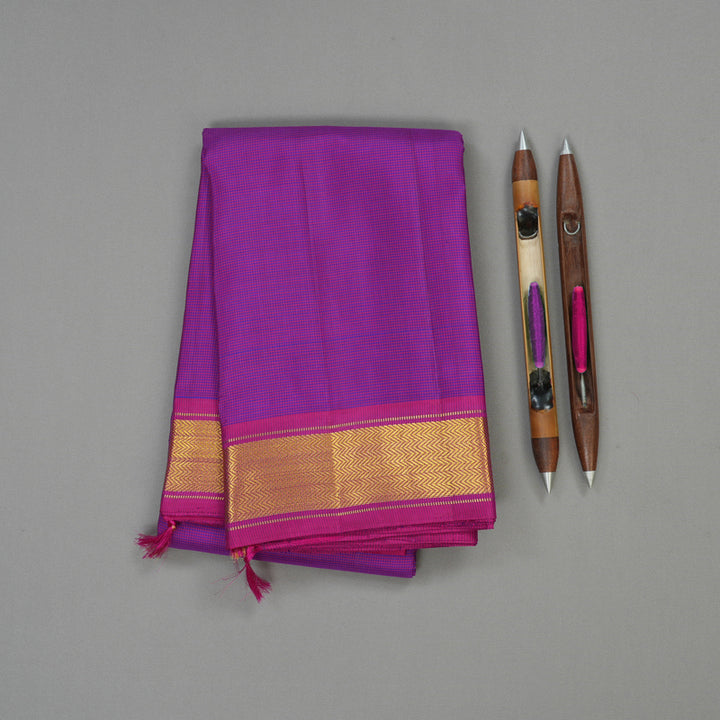 Hayagrivas Handloom Pink & Purple Kanjivaram Silk Saree with Magenta Border KBE60D1-1