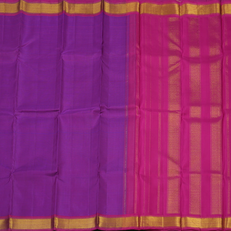 Hayagrivas Handloom Pink & Purple Kanjivaram Silk Saree with Magenta Border KBE60D1-1