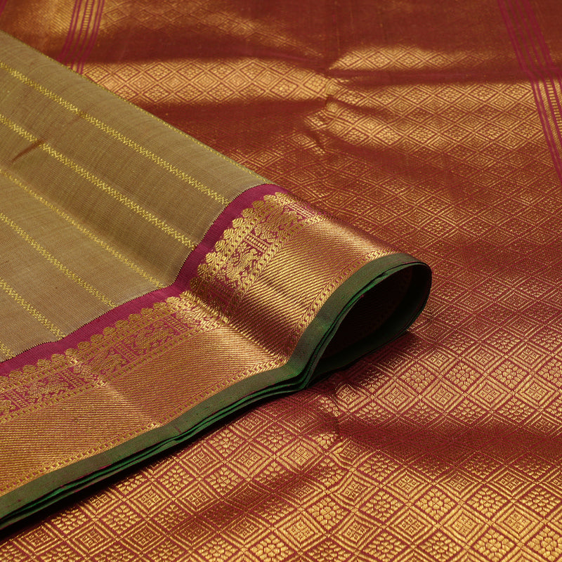 Hayagrivas Handloom Kanjivaram Silk Saree in Earthy Sand Brown KBE60D6-2