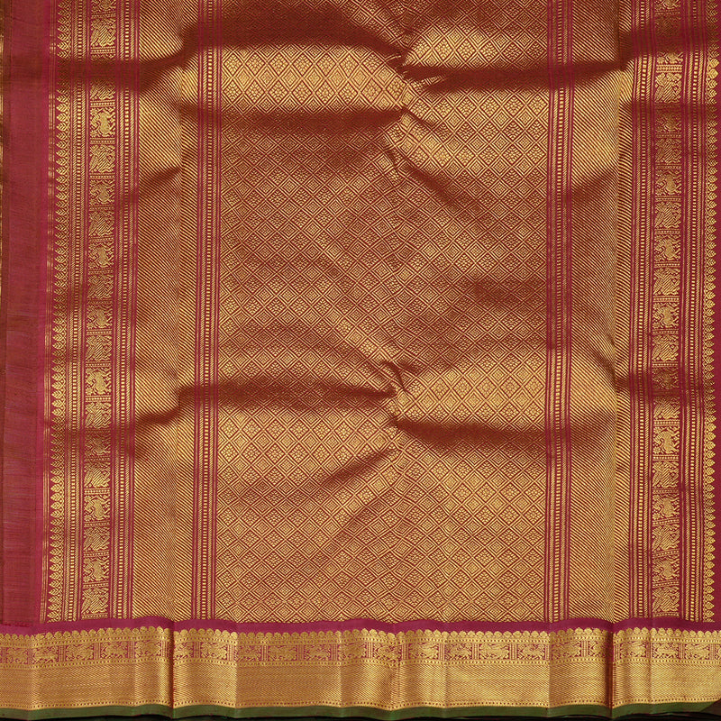 Hayagrivas Handloom Kanjivaram Silk Saree in Earthy Sand Brown KBE60D6-2