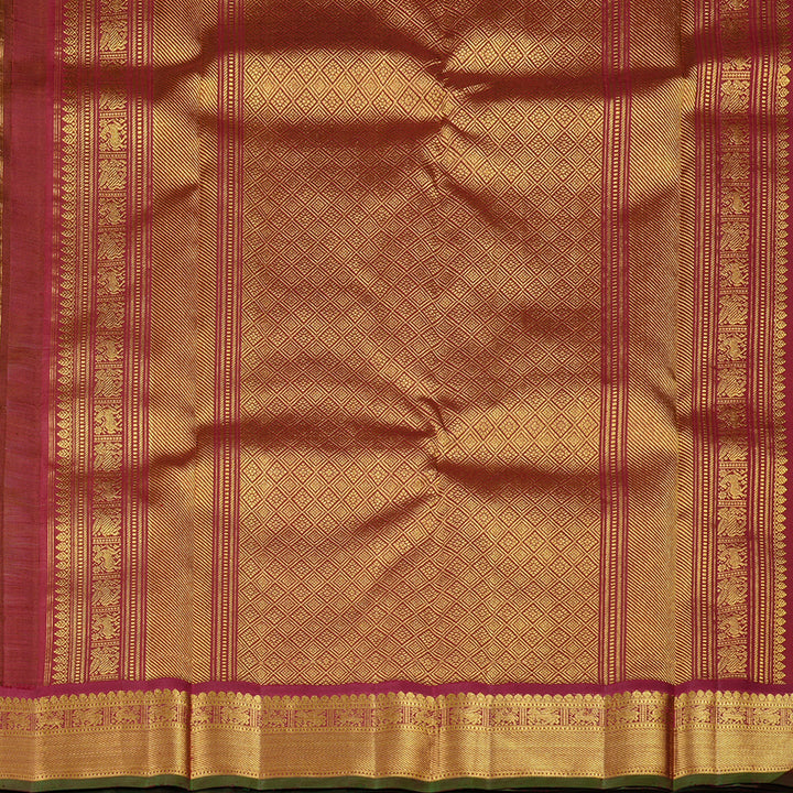 Hayagrivas Handloom Kanjivaram Silk Saree in Earthy Sand Brown KBE60D6-2