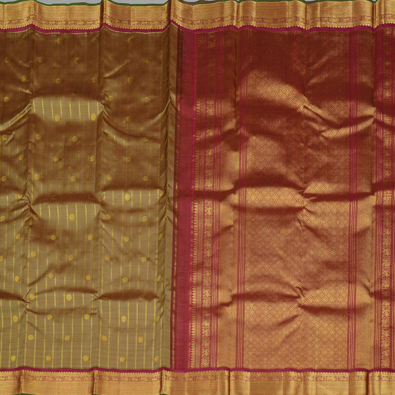 Hayagrivas Handloom Kanjivaram Silk Saree in Earthy Sand Brown KBE60D6-2