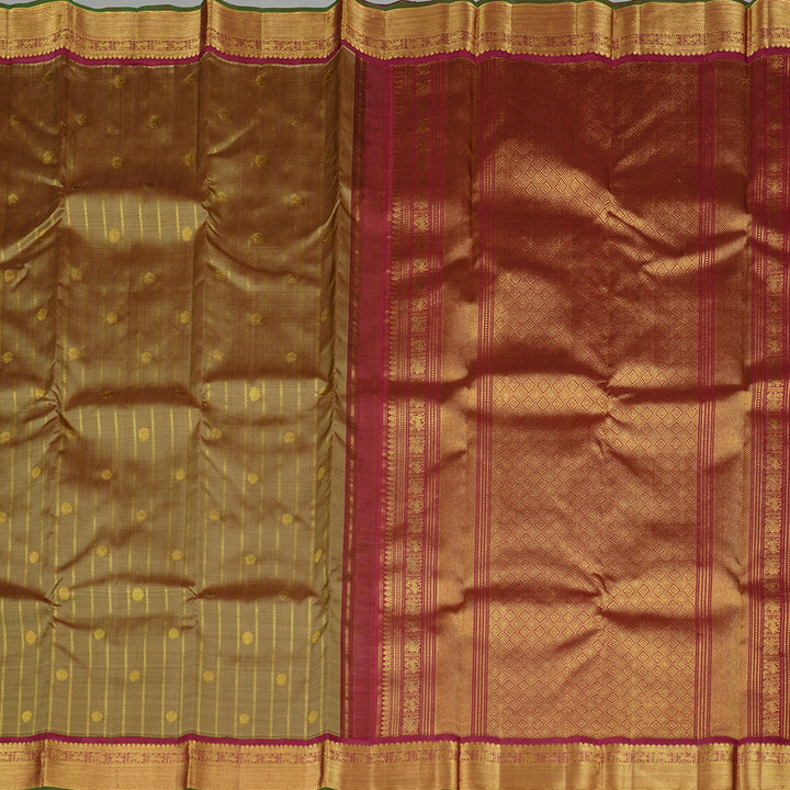 Hayagrivas Handloom Kanjivaram Silk Saree in Earthy Sand Brown KBE60D6-2