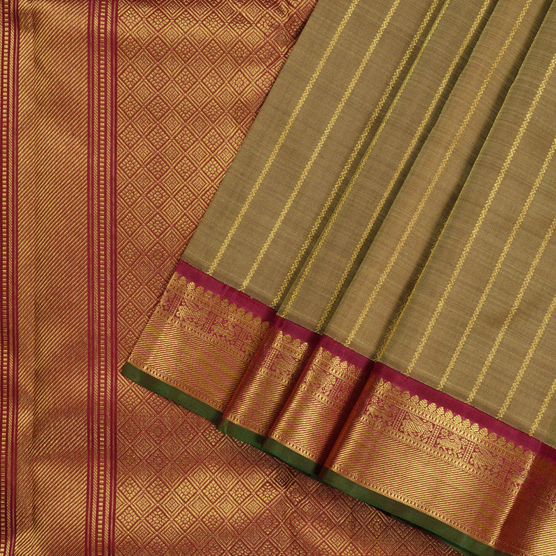 Hayagrivas Handloom Kanjivaram Silk Saree in Earthy Sand Brown KBE60D6-2