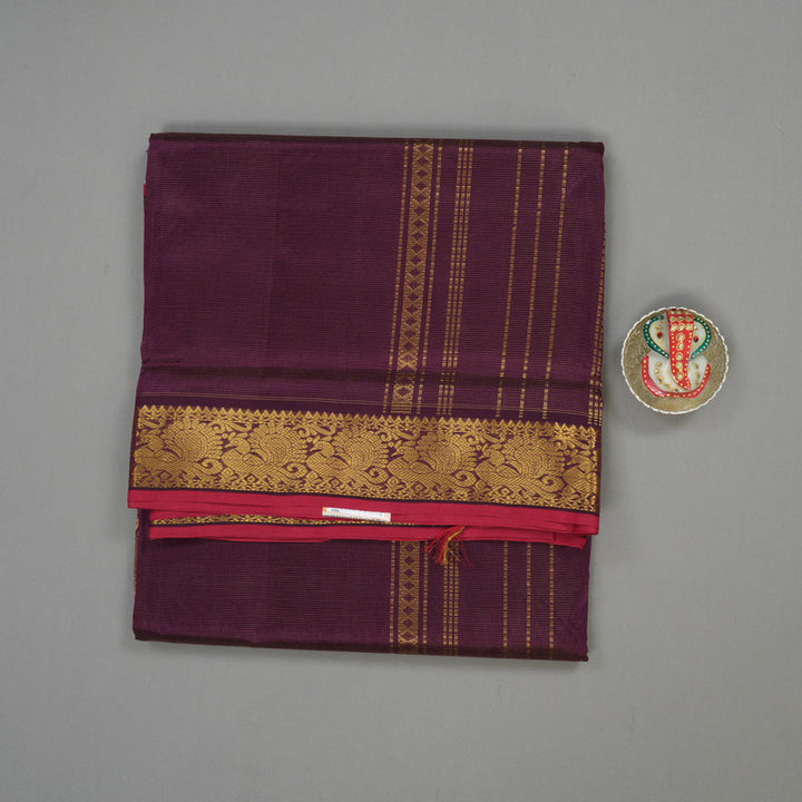 Hayagrivas Handloom Wine Purple Ten Yards Kanjivaram Silk Cotton Saree KBE614F9-3