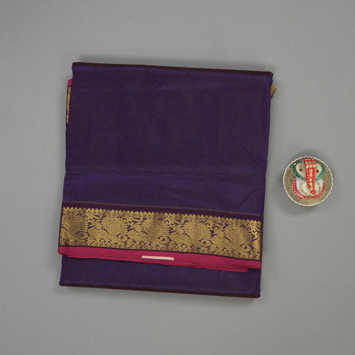 Hayagrivas Handloom Deep Violet Ten Yards Kanjivaram Silk Cotton Saree KBE614F9-7
