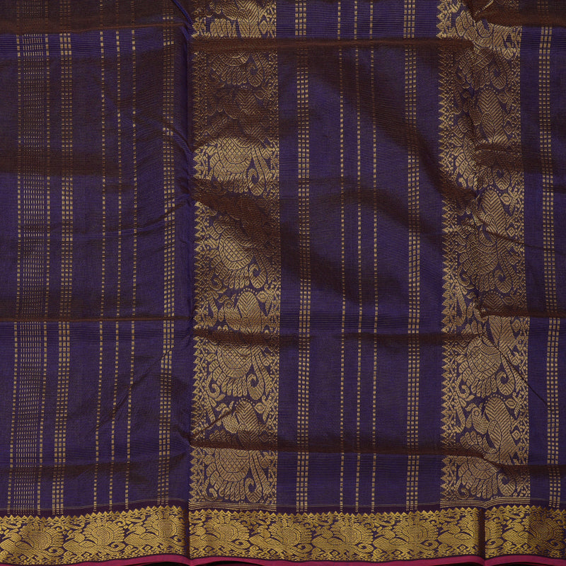 Hayagrivas Handloom Deep Violet Ten Yards Kanjivaram Silk Cotton Saree KBE614F9-7