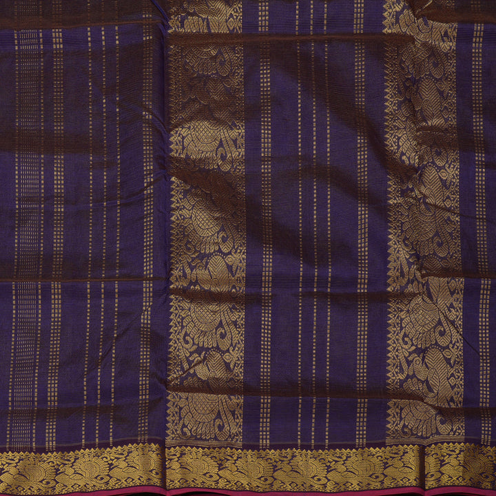 Hayagrivas Handloom Deep Violet Ten Yards Kanjivaram Silk Cotton Saree KBE614F9-7
