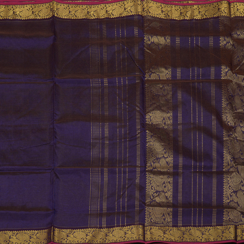 Hayagrivas Handloom Deep Violet Ten Yards Kanjivaram Silk Cotton Saree KBE614F9-7