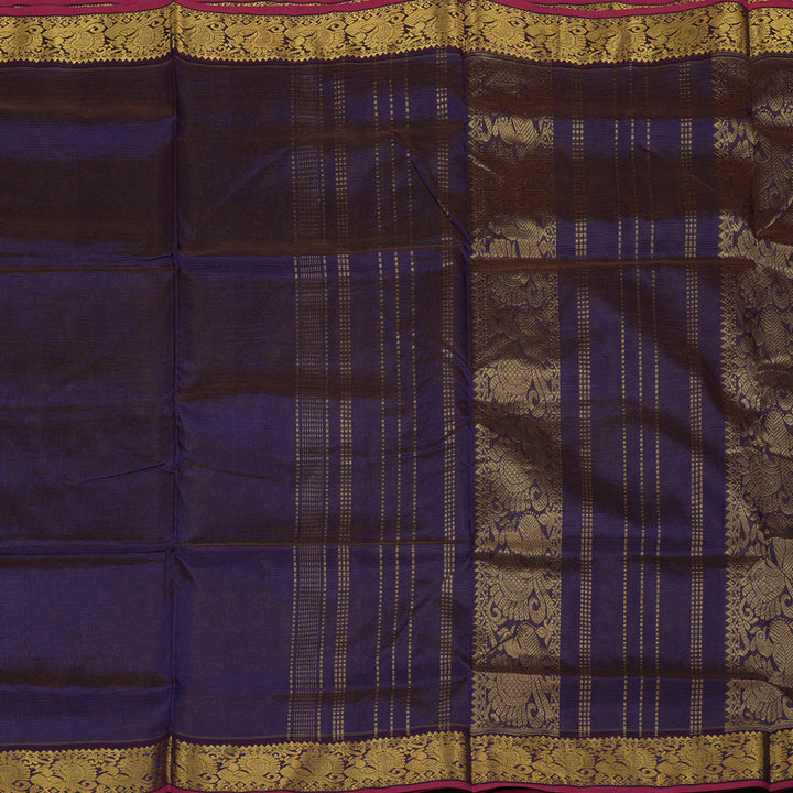 Hayagrivas Handloom Deep Violet Ten Yards Kanjivaram Silk Cotton Saree KBE614F9-7