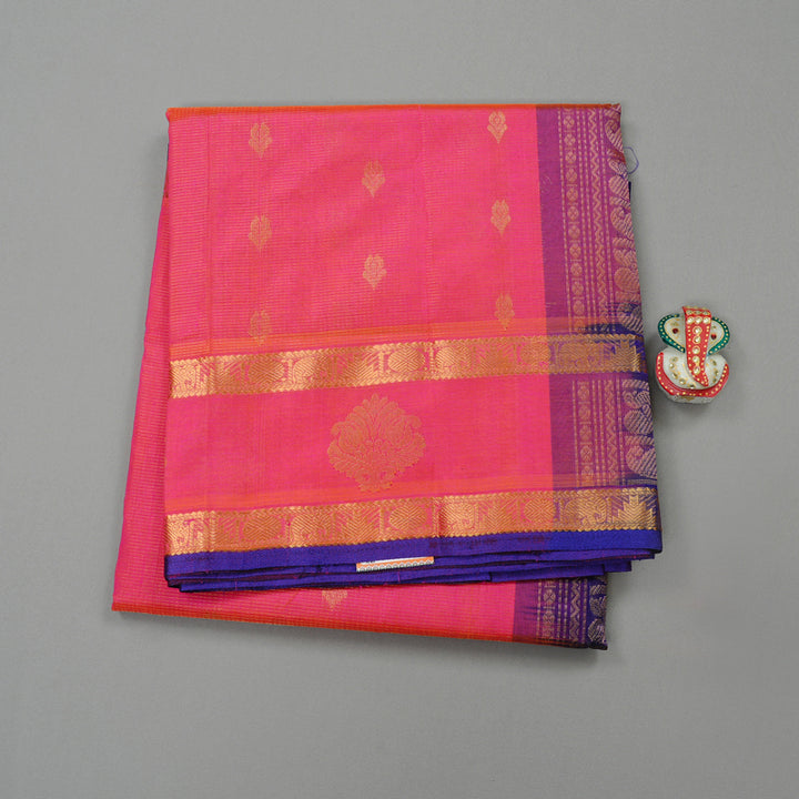 Hayagrivas Handloom Silk Cotton Sarees in Radiant Orangish Pink KBE61D10-2