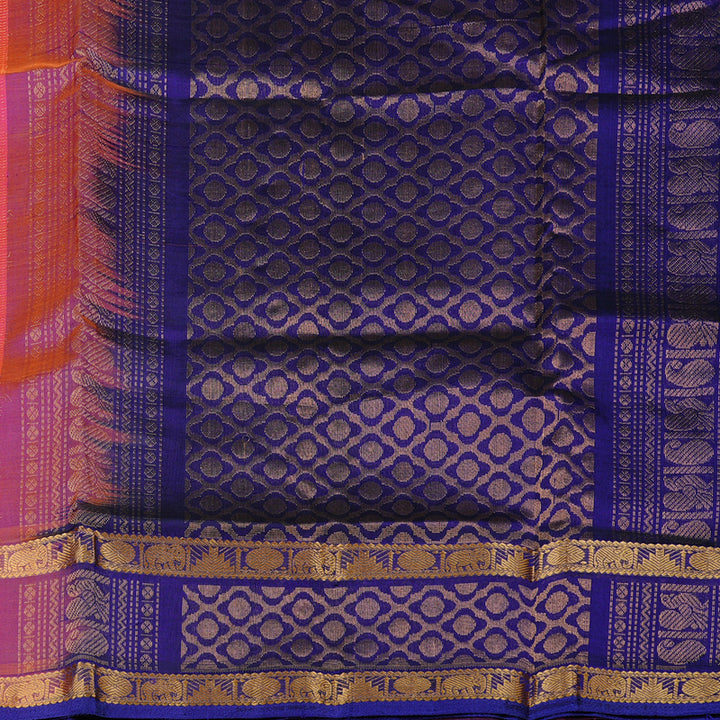 Hayagrivas Handloom Silk Cotton Sarees in Radiant Orangish Pink KBE61D10-2