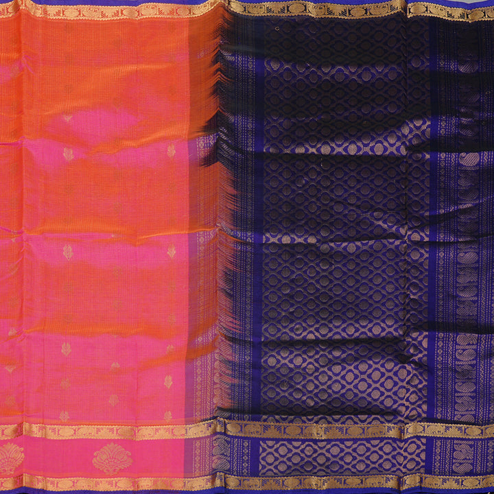 Hayagrivas Handloom Silk Cotton Sarees in Radiant Orangish Pink KBE61D10-2