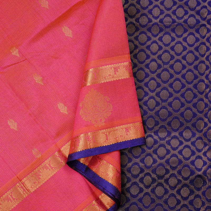 Hayagrivas Handloom Silk Cotton Sarees in Radiant Orangish Pink KBE61D10-2