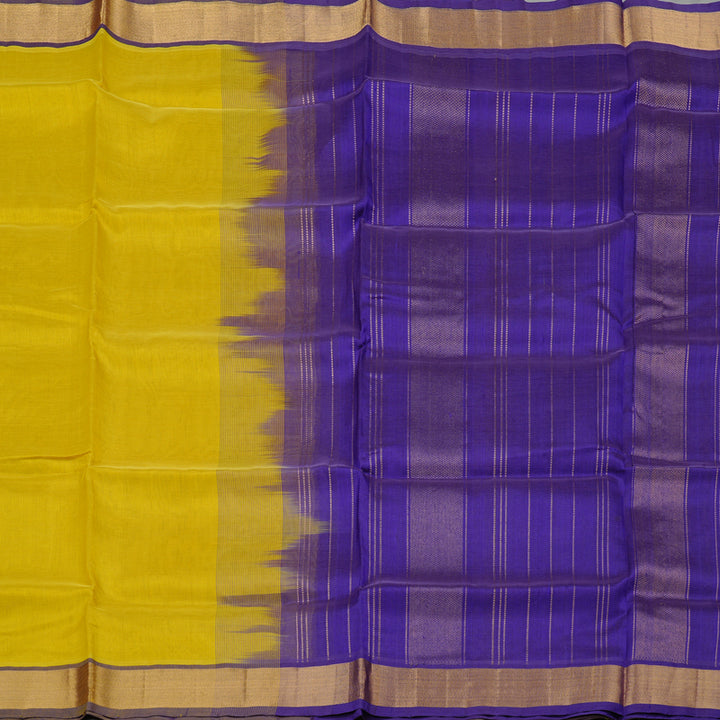 Hayagrivas Handloom Pure Silk Cotton Saree in Dazzling Lemon Yellow KBE61D2-3