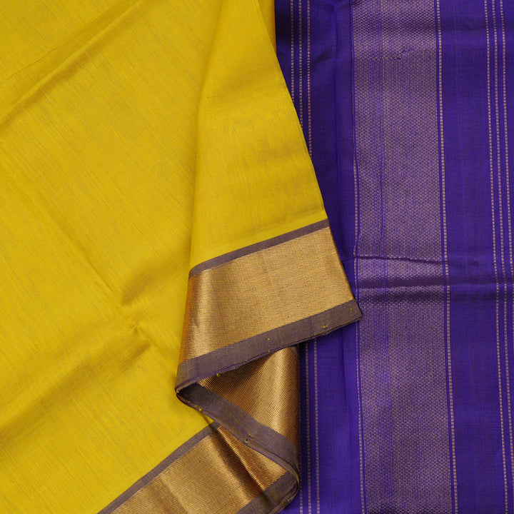 Hayagrivas Handloom Pure Silk Cotton Saree in Dazzling Lemon Yellow KBE61D2-3