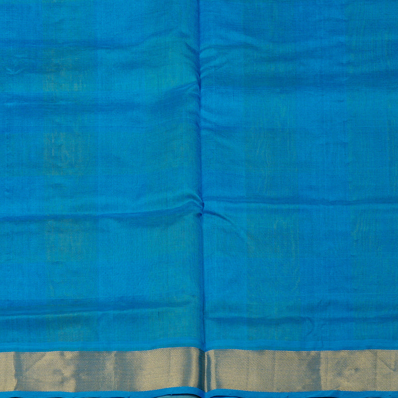 Hayagrivas Handloom Pure Silk Cotton Saree in Vibrant Sky Blue with Lemon Yellow Checks KBE61D4-11