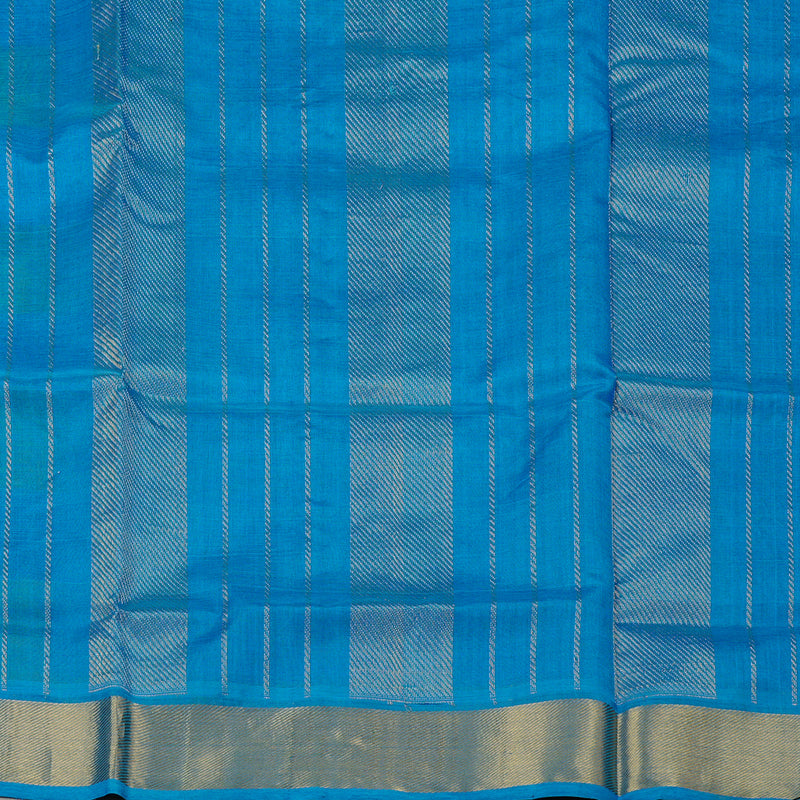 Hayagrivas Handloom Pure Silk Cotton Saree in Vibrant Sky Blue with Lemon Yellow Checks KBE61D4-11