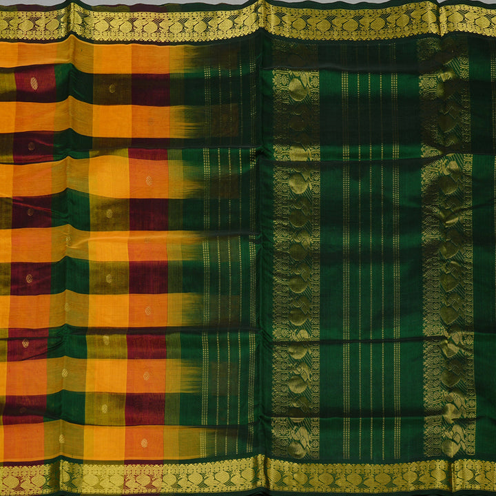 Hayagrivas Handloom Pure Silk Cotton Saree in Eye-Catching Multi Colour Checks KBE61D4-9