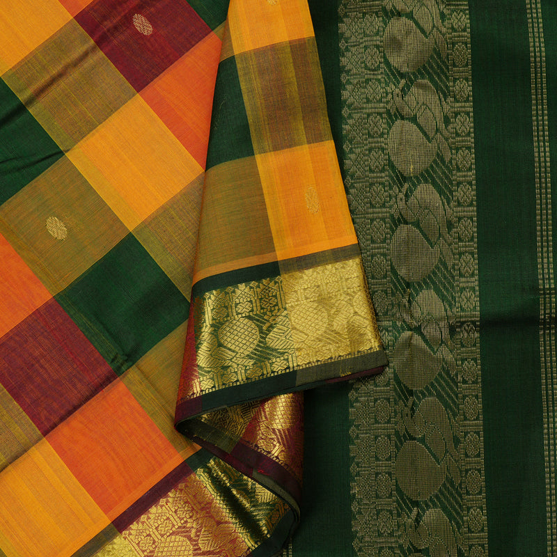 Hayagrivas Handloom Pure Silk Cotton Saree in Eye-Catching Multi Colour Checks KBE61D4-9