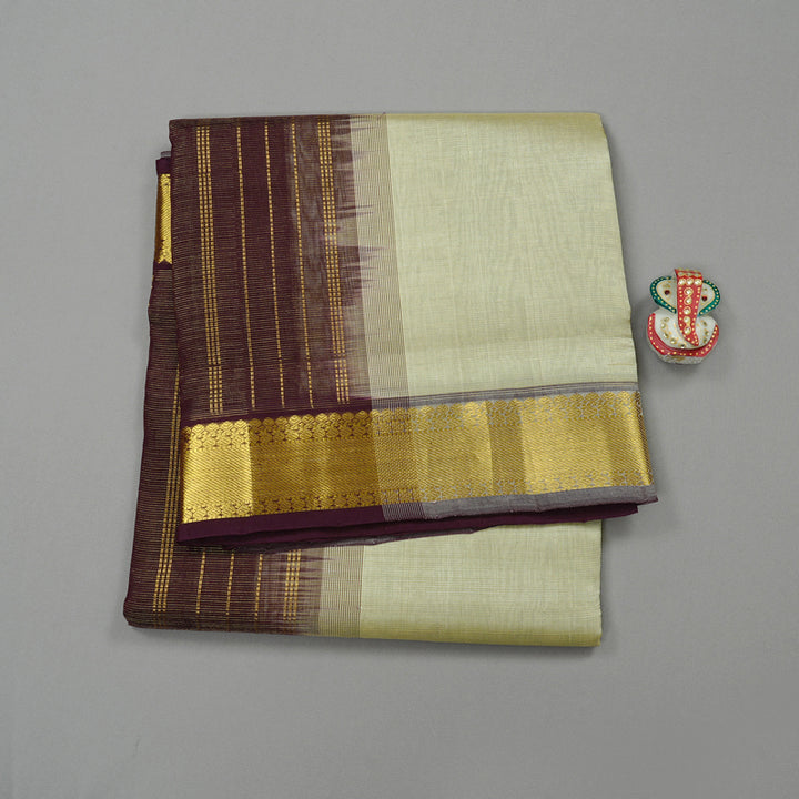 Hayagrivas Handloom Silk Cotton Saree in Sophisticated Beige KBE61D7-4