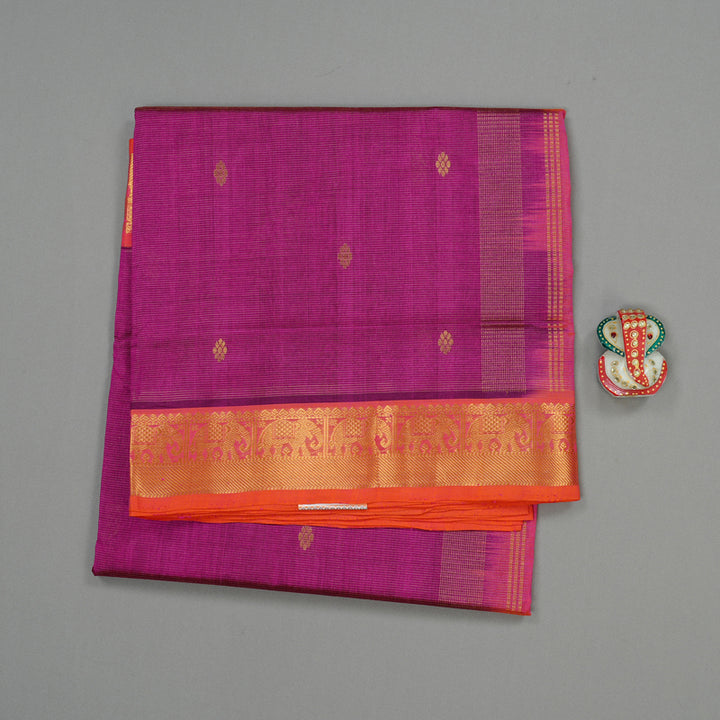 Hayagrivas Handloom Silk Cotton Saree in Royal Dark Purple KBE61D8-1