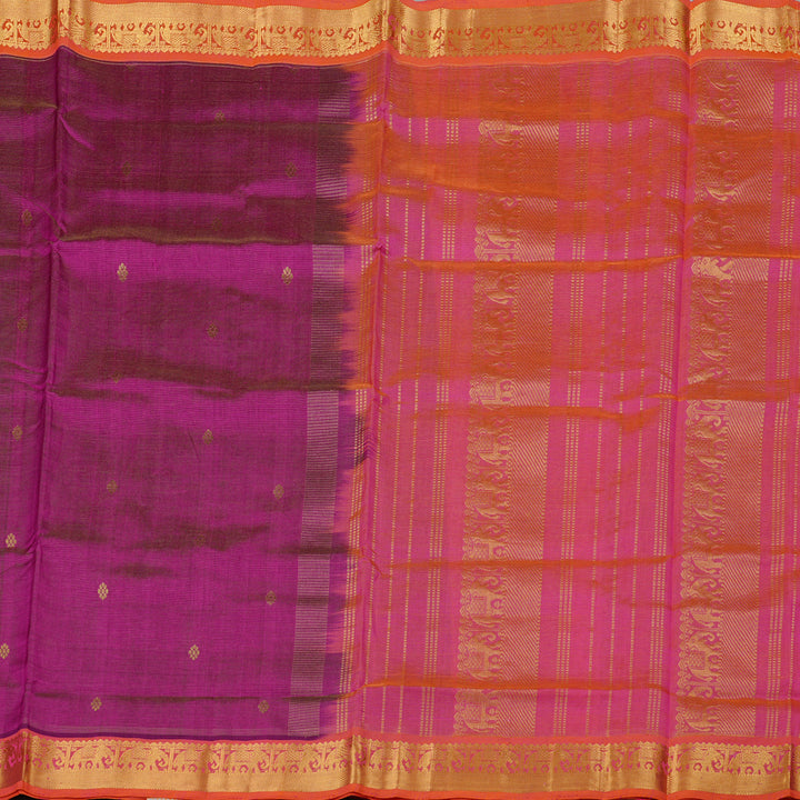 Hayagrivas Handloom Silk Cotton Saree in Royal Dark Purple KBE61D8-1