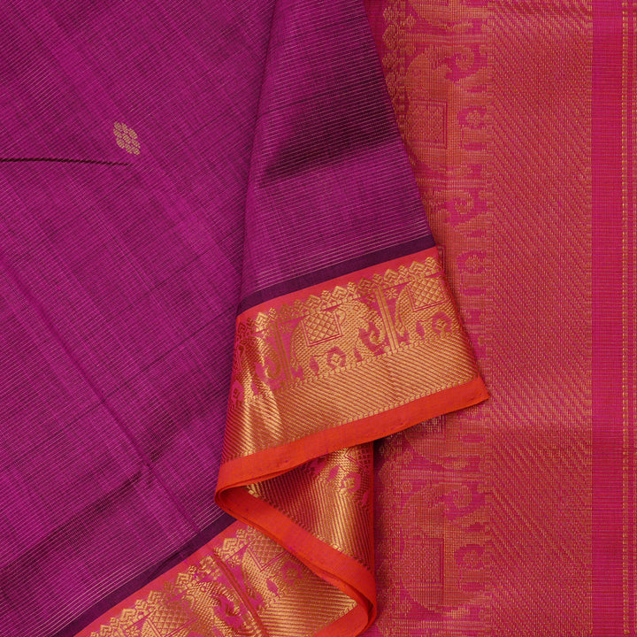 Hayagrivas Handloom Pure Silk Cotton Saree in Radiant Magenta Purple KBE61D8-10