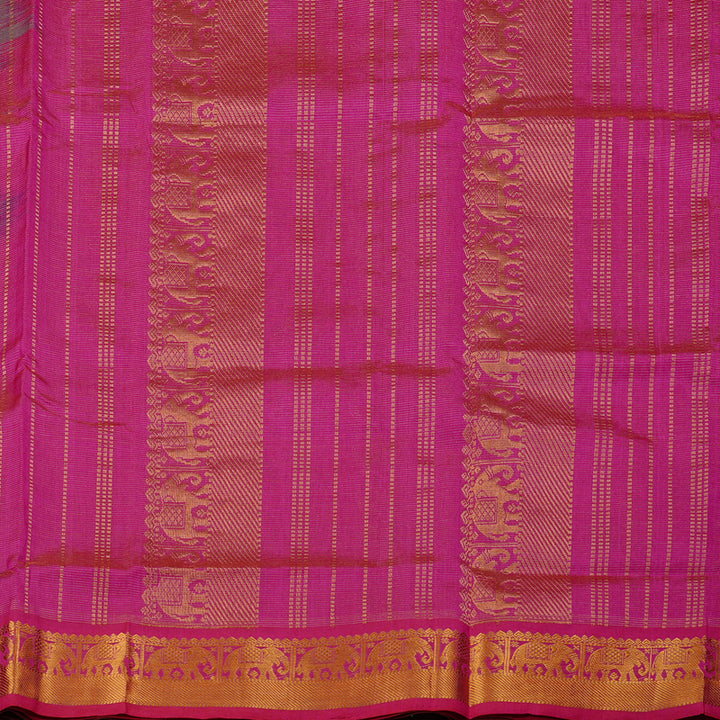 Hayagrivas Handloom Silk Cotton Saree in Enchanted Dark Green KBE61D8-6