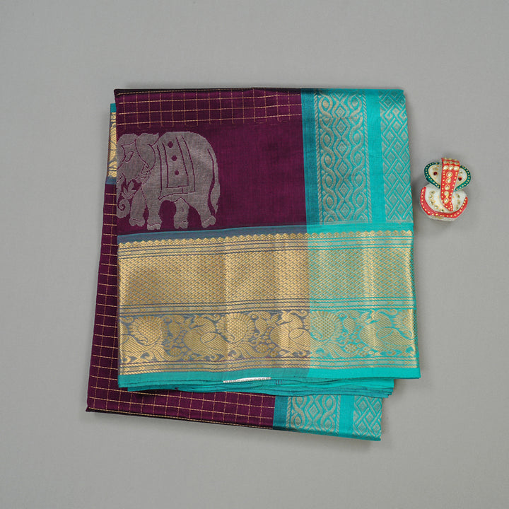 Hayagrivas Handloom Pure Silk Cotton Saree in Timeless Dark Purple KBE61D9-11